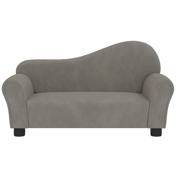 vidaXL Divano per Bambini Grigio Chiaro in Velluto