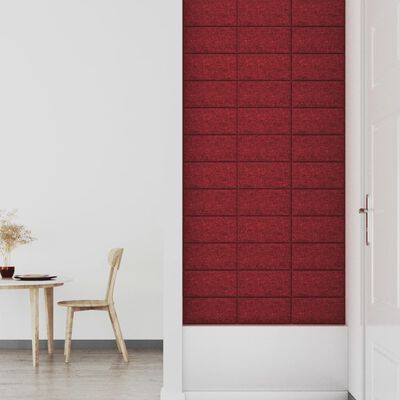 vidaXL Pannelli Murali 12 pz Rosso Vino 30x15 cm Tessuto 0,54 m²