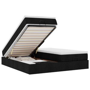 vidaXL Struttura Letto Pouf con Materassi Nero 160x200 cm in Tessuto