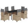 vidaXL Set Pranzo da Giardino 7 pz con Cuscini Beige Misto Polyrattan