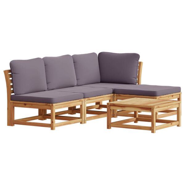 vidaXL Set Salotto da Giardino 5 pz con Cuscini Legno Massello Acacia