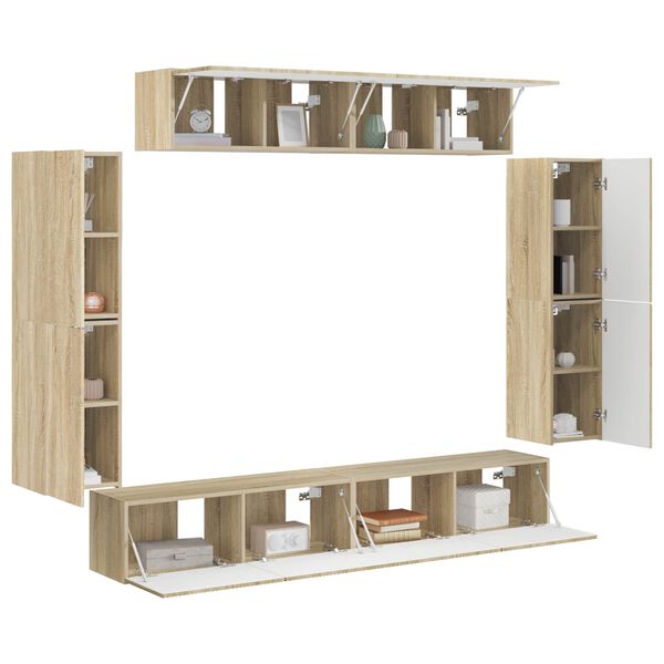 vidaXL Mobile TV 8 pcs Rovere Sonoma