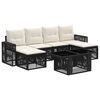 vidaXL Set Divano da Giardino 7 pz Nero e Bianco Crema polyrattan