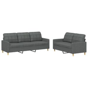 vidaXL Set di Divani 2 pz con Cuscini Grigio Scuro in Tessuto