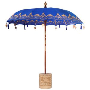 vidaXL Ombrello balinese con base Blu 215 x 215 x 260 cm