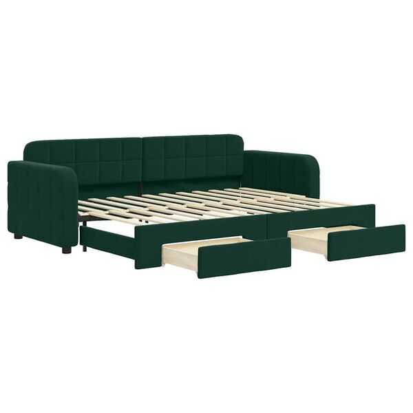 vidaXL Divano Letto Estraibile Cassetti Verde Scuro 80x200cm Velluto
