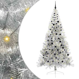 vidaXL Albero di Natale artificiale con luci integrate Argento 240 cm