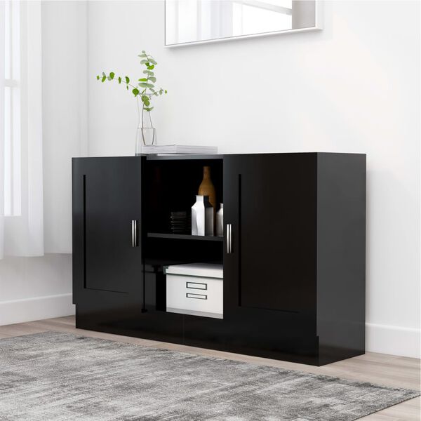 vidaXL Credenza Nera 120x30,5x70 cm in Legno Multistrato