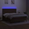 vidaXL Letto a Molle Materasso e LED Marrone Scuro 160x200 cm Tessuto