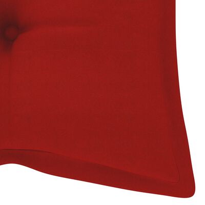 vidaXL Panca da Giardino con Cuscino Rosso 120 cm Massello di Teak