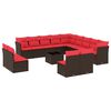 vidaXL Set Divani da Giardino 14 pz con Cuscini Marrone in Polyrattan