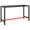 vidaXL Telaio Banco da Lavoro Nero e Rosso Opaco 140x50x79 cm Metallo
