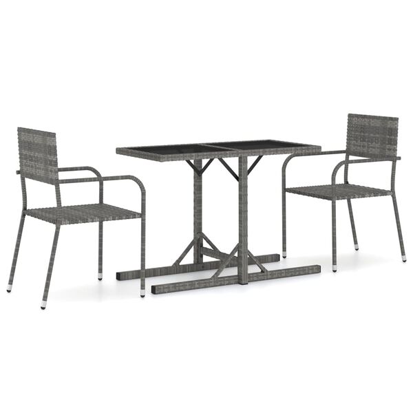 vidaXL Set Mobili da Pranzo per Giardino 3 pz Grigio