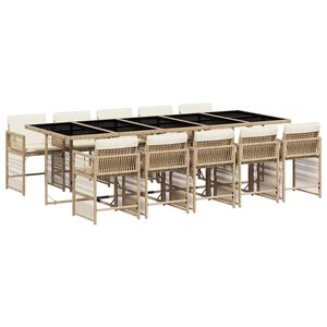 vidaXL Set da Pranzo da Giardino 11 pz con Cuscini Beige in Polyrattan
