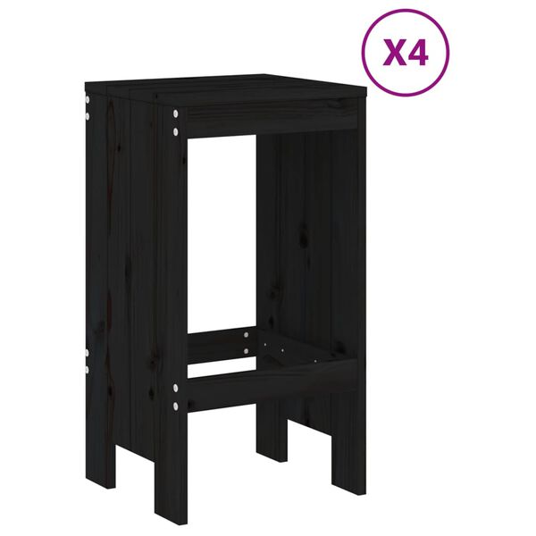 vidaXL Set Bar da Giardino 5 pz Nero in Legno Massello di Pino
