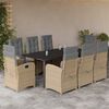vidaXL Set Pranzo da Giardino 9 pz con Cuscini Beige Misto Polyrattan