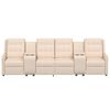 vidaXL Divano Reclinabile a 4 Posti e Portabicchieri Crema in Tessuto