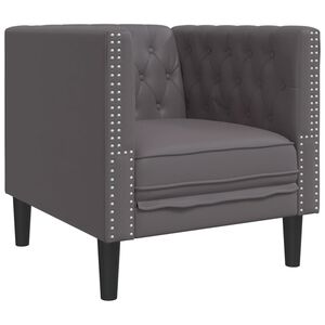 vidaXL Poltrona Chesterfield Grigia in Similpelle