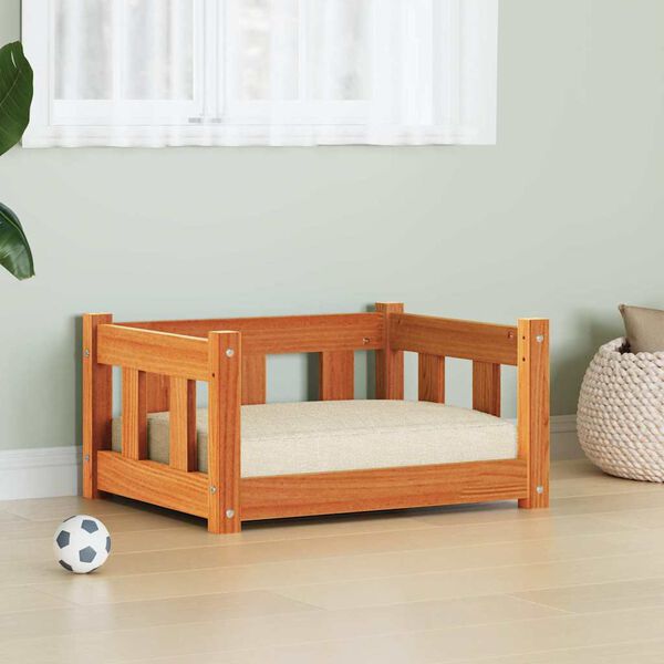 vidaXL Letto per Cani Marrone cerato 55 x 45 x 28 cm Pino massello