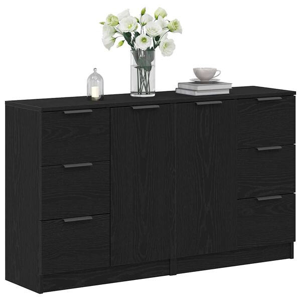 vidaXL Credenza Rovere Nero 120 x 30 x 70 cm Legno multistrato