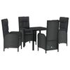 vidaXL Set da Pranzo per Giardino con cuscino 5 pcs Nero polyrattan
