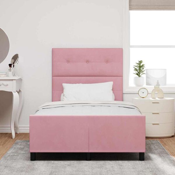 vidaXL Letto a molle con testiera Rosa 120 x 200 cm Velluto
