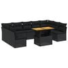 vidaXL Set Divani da Giardino 10pz con Cuscini in Polyrattan Nero