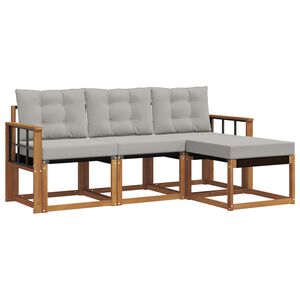 vidaXL Set di divani da esterno 4 pcs Grigio Naturale e Chiaro