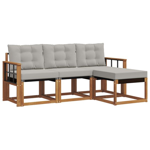 vidaXL Set di divani da esterno 4 pcs Grigio Naturale e Chiaro