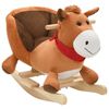 vidaXL Cavallo a Dondolo con Schienale in Peluche 60x32x50 cm Marrone