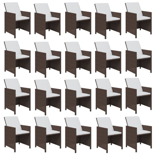 vidaXL Set da Pranzo per Giardino 21pz con Cuscini Polyrattan Marrone