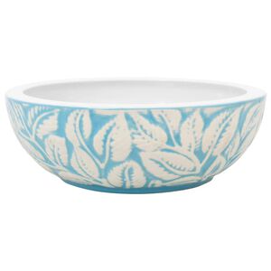 vidaXL Lavabo da Appoggio Bianco e Blu Rotondo &Phi;41x14 cm Ceramica
