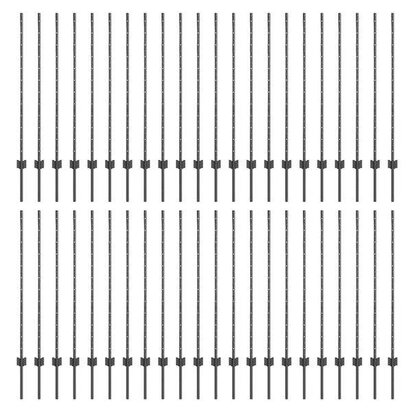 vidaXL Pali per Recinzione 88 pcs Grigio 160 cm Acciaio