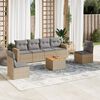 vidaXL Set Divano da Giardino 7 pz con Cuscini Beige Misto Polyrattan