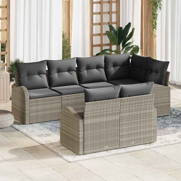 vidaXL Set Divano da Giardino Grigio chiaro polyrattan