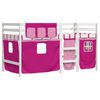 vidaXL Letto a Soppalco con Tende Bambini Rosa 90x190 cm Massello Pino