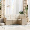 vidaXL Set Divano da Giardino 4 pz con Cuscini Beige in Polyrattan