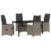vidaXL Set da Pranzo per Giardino con cuscino 5 pcs Grigio polyrattan