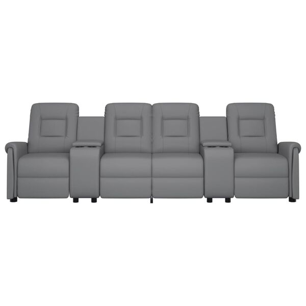 vidaXL Divano Massaggio a 4 Posti con Portabicchieri Grigio