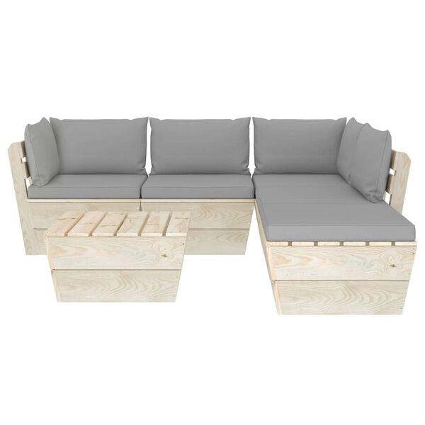vidaXL Set Divani da Giardino su Pallet 6 pz con Cuscini Legno Abete