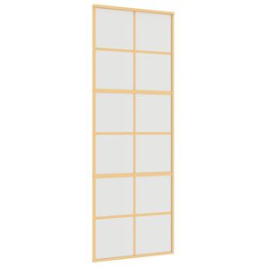 vidaXL Porta Scorrevole Dorata 76x205 Vetro Smerigliato ESG Alluminio