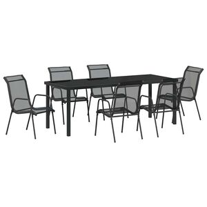 vidaXL Set da Pranzo per Giardino 7 pz Nero