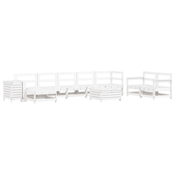 vidaXL Set Divani da Giardino 10 pz Bianco in Legno Massello di Pino