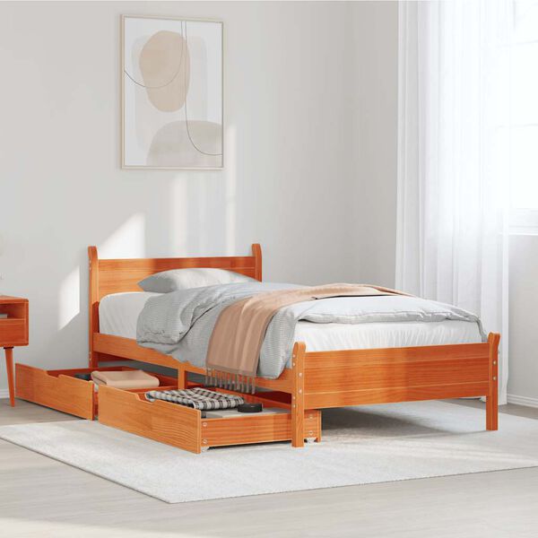 vidaXL Letto senza Materasso Marrone Cera 100x200 cm in Legno di Pino