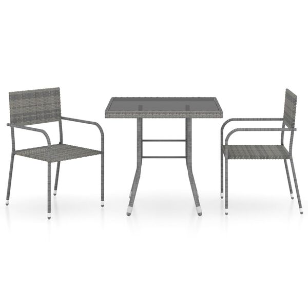 vidaXL Set da Pranzo per Giardino 3 pz in Polyrattan Antracite Grigio