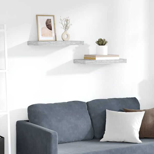 vidaXL Scaffali a Parete 2 pz Grigio Cemento 50x23x3,8 cm in MDF