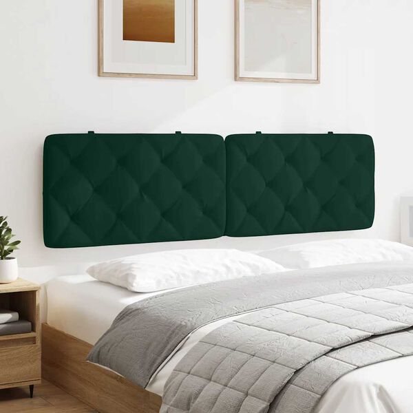 vidaXL Cuscino Testiera Verde Scuro 180 cm in Velluto