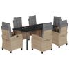 vidaXL Set Pranzo da Giardino 7 pz con Cuscini Beige Misto Polyrattan