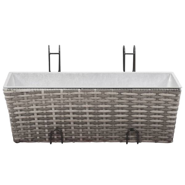 vidaXL Letti Rialzati da Balcone 2 pz 50 cm Grigio in Polyrattan