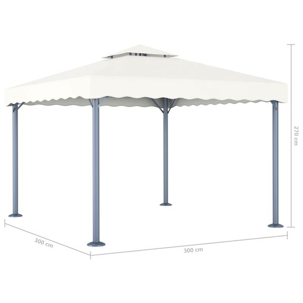vidaXL Gazebo 300x300 cm Crema Alluminio